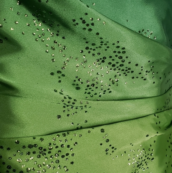 Jump Apparel Strapless Ombre Yellow Green Long Prom Dress Glitter Crinolin 7/8 - Picture 5 of 16